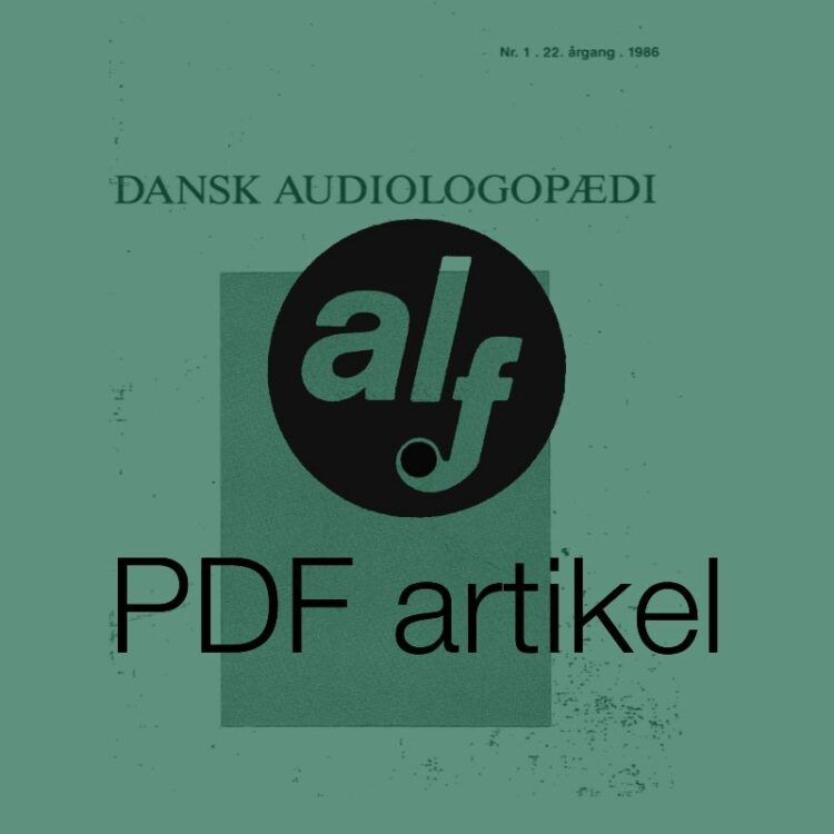 Dansk Audiologopædi 1986