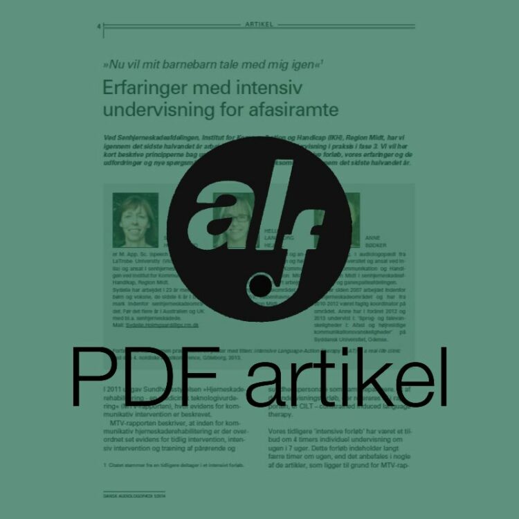 Erfaringer med intensiv undervisning for afasiramte