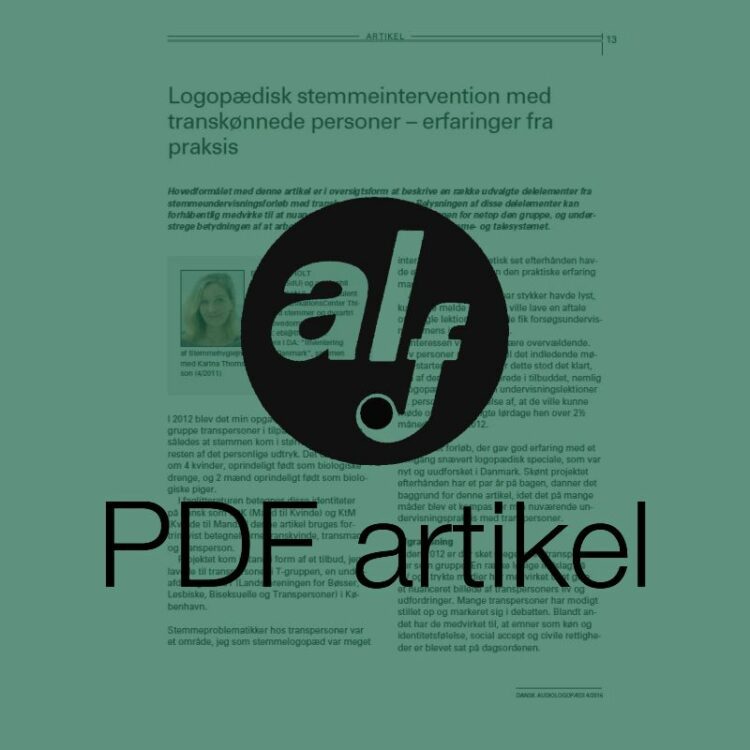 Logopædisk stemmeintervention med transkønnede personer – erfaringer fra praksis