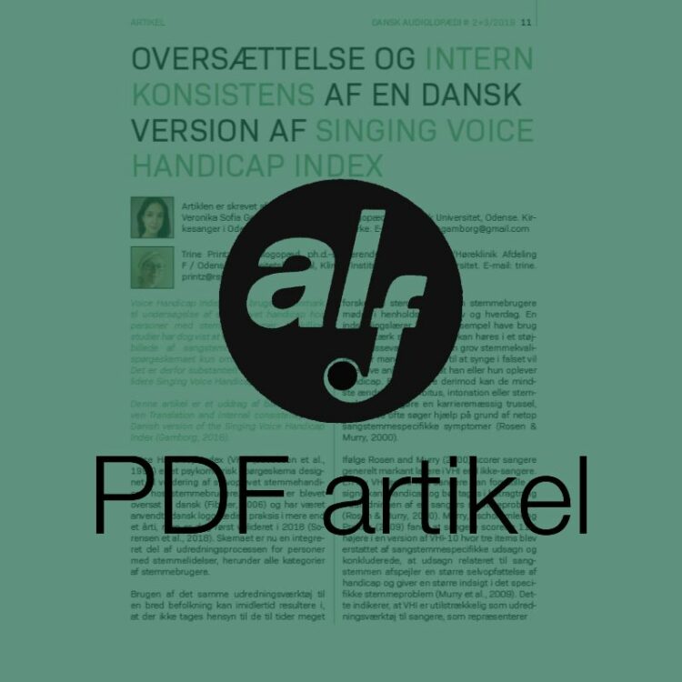 Oversættelse og intern konsistens af en dansk version af singing voice handicap index