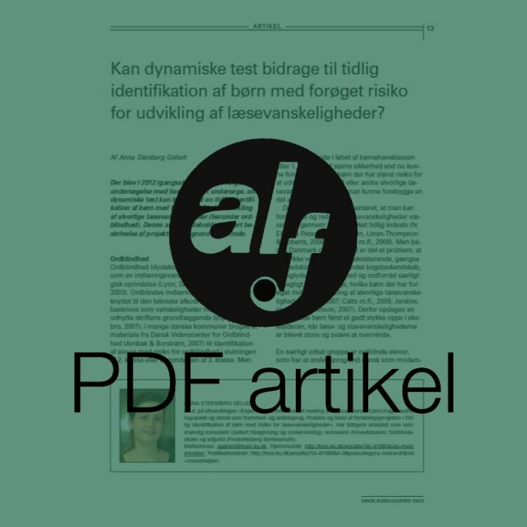 Kan dynamiske test bidrage til tidlig identifikation af børn med forøget risiko for udvikling af læsevanskeligheder?