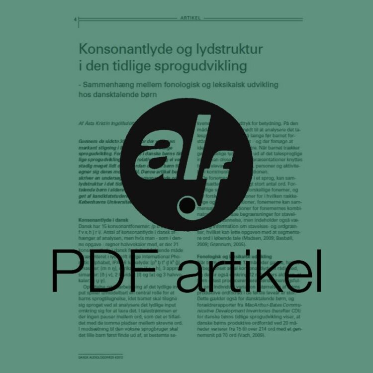 Konsonantlyde og lydstruktur i den tidlige sprogudvikling - Sammenhæng mellem fonologisk og leksikalsk udvikling hos dansktalende børn