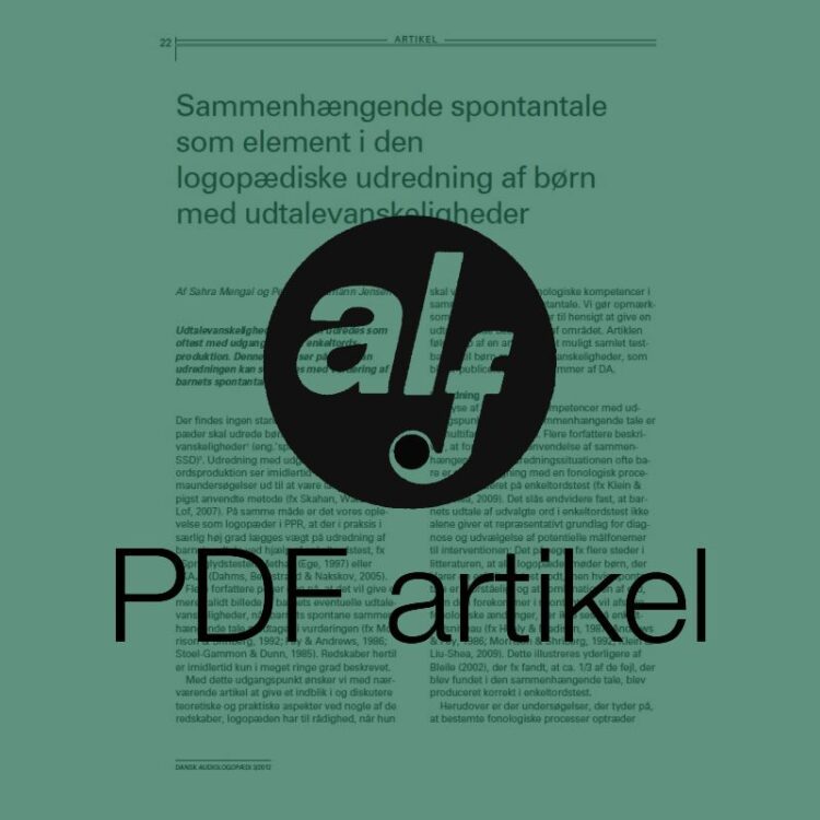 Sammenhængende spontantale som element i den logopædiske udredning af børn med udtalevanskeligheder