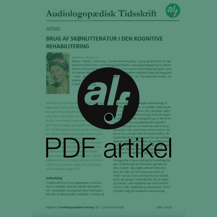 Brug af skønlitteratur i den kognitive rehabilitering