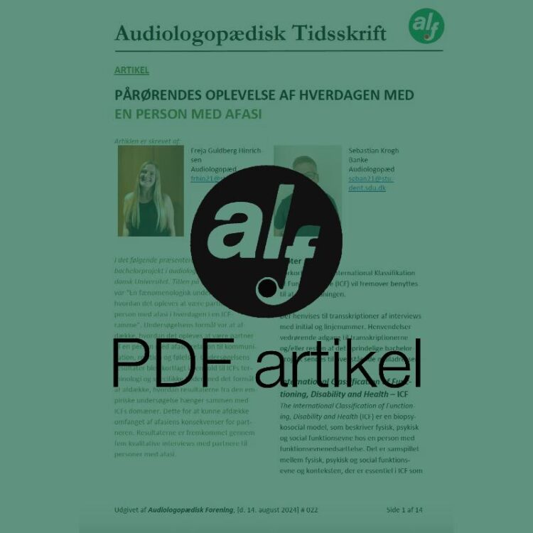 Pårørendes oplevelse af hverdagen med en person med afasi