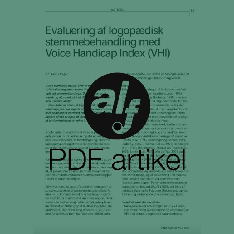 Evaluering af logopædisk stemmebehandling med Voice Handical Index (VHI)