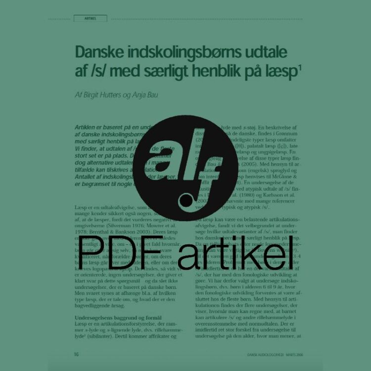 Danske indskolingsbørns udtale af /s/ med særligt henblik på læsp