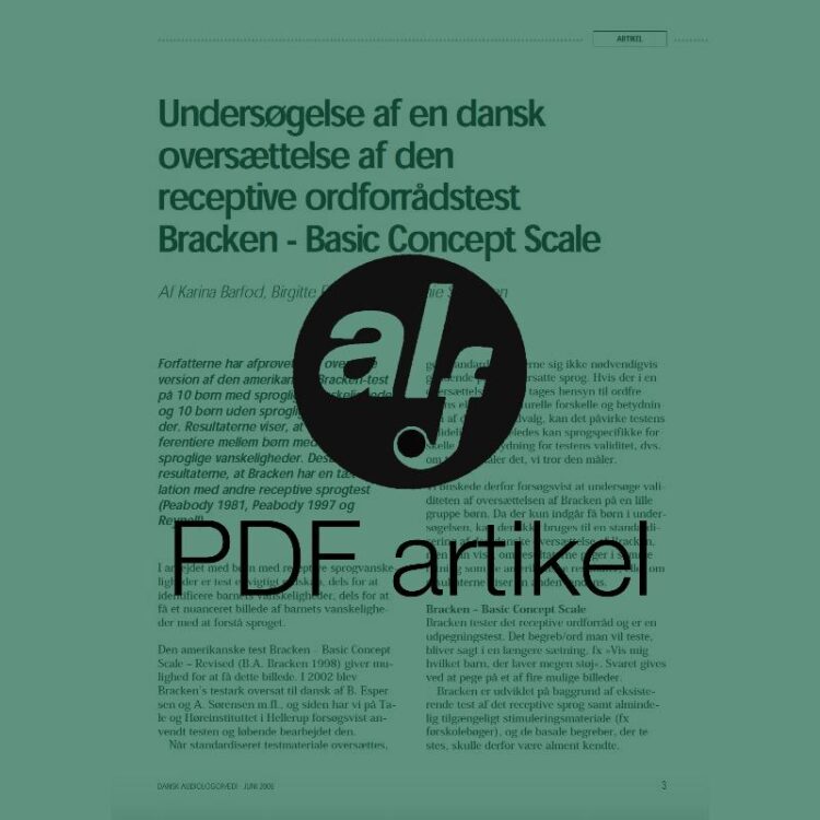 Undersøgelse af en dansk oversættelse af den receptive ordforrådstest Bracken