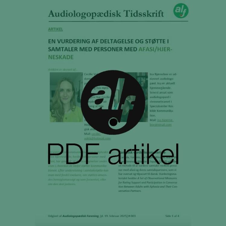 Vurdering af deltagelse og støtte i samtaler med personer med afasi/hjerneskade